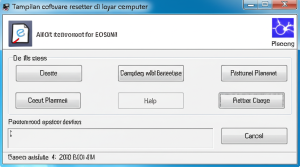 Tampilan software resetter Epson di layar komputer.