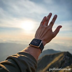 Apple Watch Ultra 3 di pergelangan tangan seorang pendaki gunung, menunjukkan layar yang terang di bawah sinar matahari dan fitur navigasi.