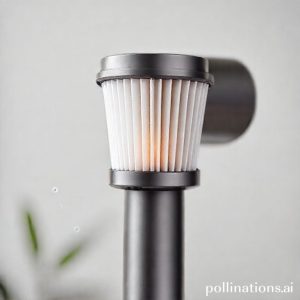 Close-up filter HEPA Dyson PencilVac, menyoroti kemampuannya menyaring partikel alergen.