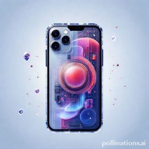Ilustrasi iPhone 18 dengan desain transparan, memperlihatkan komponen internal dengan tampilan futuristik.