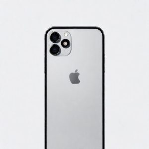 Ilustrasi iPhone 20 dengan layar penuh tanpa notch dan kamera selfie tersembunyi, menampilkan desain minimalis dan elegan.
