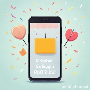 Ilustrasi keranjang belanja online yang penuh dengan smartphone Poco, dengan latar belakang confetti dan tulisan 