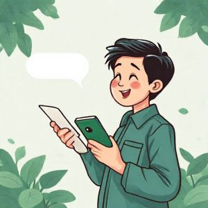 Ilustrasi seseorang yang merasa lega melihat pesan yang masuk ke WhatsApp sudah terfilter dengan baik, tidak ada lagi spam.