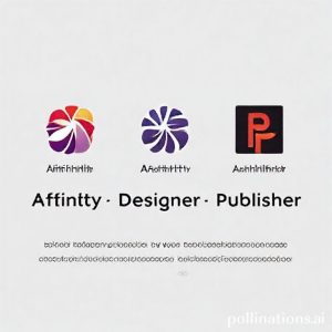 Ilustrasi yang menampilkan logo Affinity Photo, Affinity Designer, dan Affinity Publisher berdampingan, dengan latar belakang yang menunjukkan berbagai elemen desain grafis seperti foto, ilustrasi vektor, dan tata letak halaman.