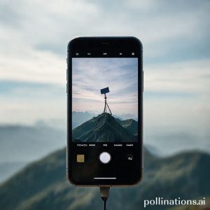 Mockup iPhone yang sedang digunakan untuk melakukan panggilan video di tengah pegunungan, berkat koneksi satelit.
