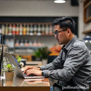 Seseorang menggunakan Android PC untuk bekerja di kedai kopi, menunjukkan portabilitas dan produktivitas.