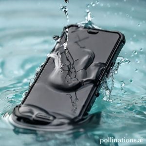 A close-up shot of a Realme C85 Pro undergoing a water resistance test, with water splashing over its screen, subtly showing the IP69K certification. The phone looks rugged yet stylish.