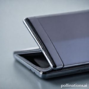 A close-up shot focusing on the innovative triple-folding hinge mechanism of the Samsung Galaxy Z TriFold, showcasing its sophisticated engineering and durable ceramic-glass fiber-reinforced polymer material. The phone is in a partially folded state, highlighting the multiple panels.
