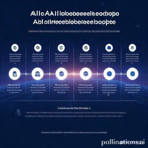 A futuristic infographic displaying a timeline of AI development in messaging apps, highlighting the transition from basic chatbots to advanced generative AI, with a focus on Meta's shift from third-party AI to its own Meta AI solution.
