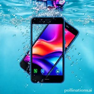 A realme C85 Series smartphone in Kingfisher Blue, submerged in clear water with bubbles, showcasing its IP69 Pro waterproof feature. The phone screen is on, displaying a vibrant image.