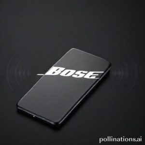 A sleek, modern smartphone (Poco F8 Series) with a prominent Bose logo subtly integrated on its speaker grille. The phone is placed on a minimalist, dark background, with subtle sound waves emanating from it, suggesting high-quality audio.