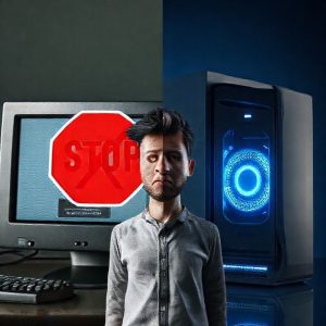 A split image. On one side, a 