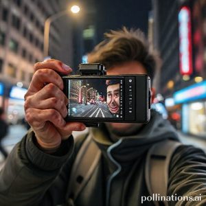 A user taking a high-quality photo with the iQOO 15 camera, demonstrating its OIS and zoom capabilities in a low-light city environment, with crisp details and vibrant colors.