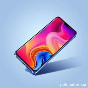 An illustrated image of a sleek Samsung Galaxy A56 smartphone in a vibrant color, with a glowing Super AMOLED display showing a dynamic wallpaper. The phone is slightly angled, highlighting its thin bezels and modern design.