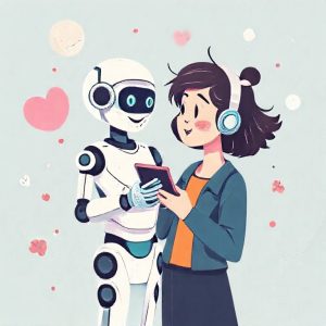 Ilustrasi abstrak yang menggambarkan konten AI dan konten buatan manusia berdampingan di platform TikTok. Gambarkan bagaimana pengguna memiliki pilihan untuk memilih jenis konten yang ingin mereka lihat.