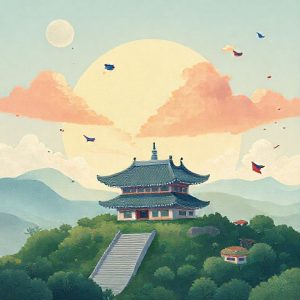 Ilustrasi HP Korea Utara dengan tampilan layar yang menunjukkan waktu yang tidak bisa diubah.