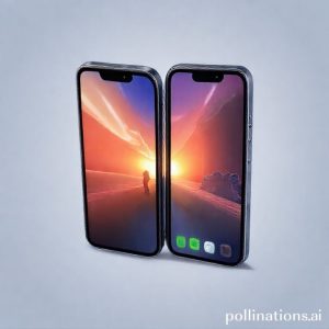 Ilustrasi iPhone Fold dalam posisi terbuka, menampilkan layar lebar yang sedang digunakan untuk menonton video.