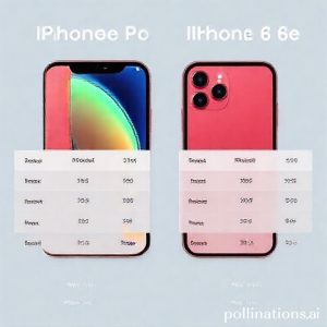 Ilustrasi perbandingan antara iPhone 16 Pro dan iPhone 16e, menyoroti perbedaan fitur dan harga.