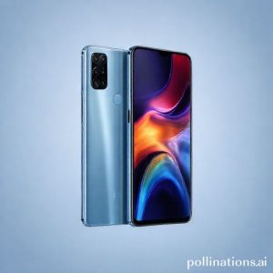 Ilustrasi ponsel Poco F8 Pro dengan desain futuristik, menampilkan layar AMOLED yang jernih dan bodi ramping.
