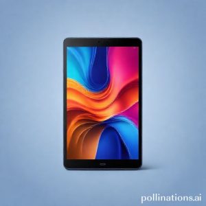 Ilustrasi render Poco Pad X1 dengan desain ramping dan elegan, menampilkan layar yang jernih dan tajam.