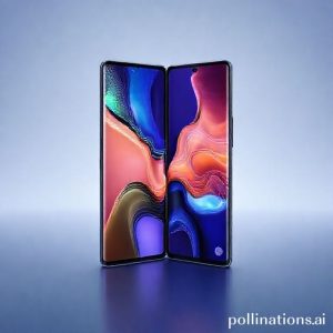 Ilustrasi render Samsung Galaxy Z Fold7 dengan desain futuristik, menampilkan layar yang dilipat sebagian dan memamerkan antarmuka One UI 8.