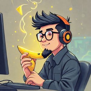 Ilustrasi seorang desainer grafis profesional yang sedang menggunakan Gemini Nano Banana Pro pada komputer mereka, menunjukkan integrasi teknologi ini dalam alur kerja kreatif.