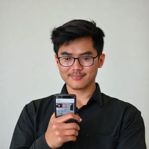 Ilustrasi seseorang yang sedang memindahkan playlist dari YouTube Music ke Spotify menggunakan aplikasi di smartphone.