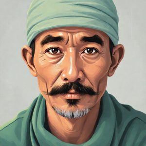 Ilustrasi teknologi pengenalan wajah dengan garis-garis yang memetakan wajah.