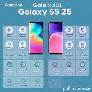 Infografis yang menampilkan perbandingan fitur-fitur utama Samsung Galaxy S25 (misalnya, chipset, baterai, AI) dibandingkan dengan seri S sebelumnya, dengan warna-warna cerah dan ikon modern.
