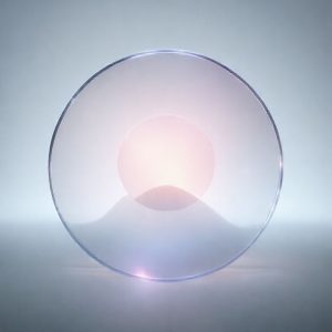 Tampilan antarmuka OriginOS 6 yang minimalis dan modern dengan efek translucent dan holographic.