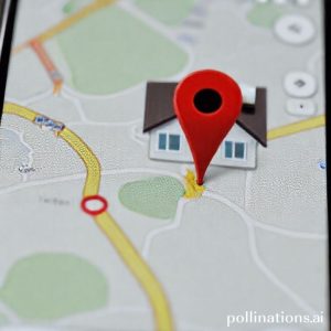 Tampilan close-up dari layar Google Maps di smartphone yang menunjukkan proses menggeser pin merah lokasi ke posisi yang sangat presisi di atas gambar satelit sebuah rumah. Ada formulir pengisian detail alamat di bagian bawah layar.