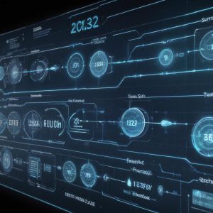 A futuristic interface showing a holographic projection of a 