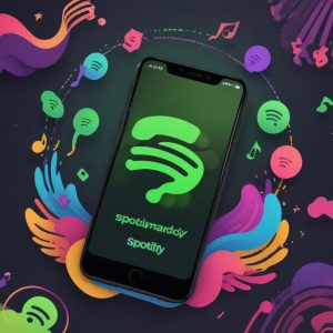Ilustrasi visual meriah Spotify Wrapped 2025 di layar smartphone, dengan ikon musik, podcast, dan audiobook melayang di sekitarnya. Latar belakang menunjukkan warna-warna cerah dan grafis modern, menandakan rilis resmi.
